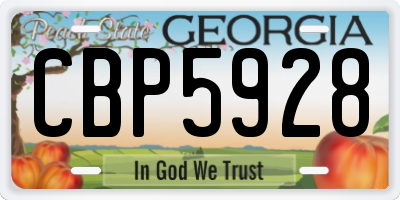GA license plate CBP5928