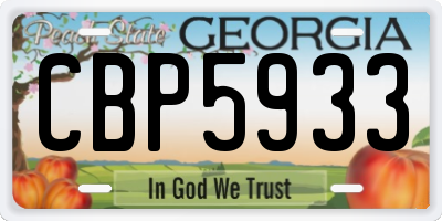 GA license plate CBP5933