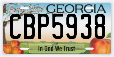 GA license plate CBP5938