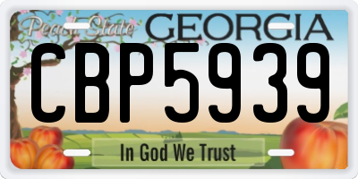 GA license plate CBP5939