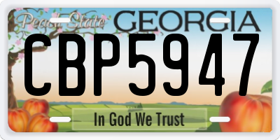 GA license plate CBP5947