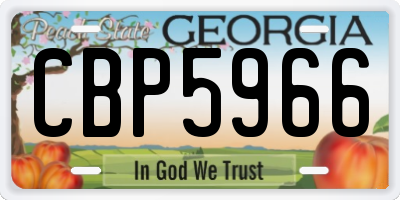 GA license plate CBP5966