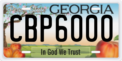 GA license plate CBP6000