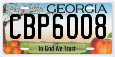 GA license plate CBP6008