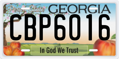 GA license plate CBP6016