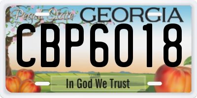 GA license plate CBP6018