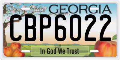GA license plate CBP6022