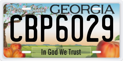 GA license plate CBP6029