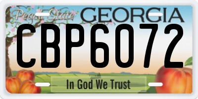 GA license plate CBP6072