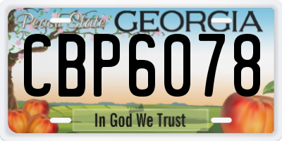GA license plate CBP6078
