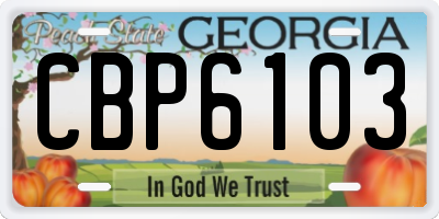 GA license plate CBP6103