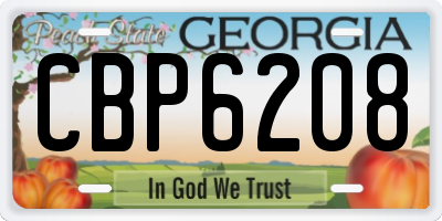GA license plate CBP6208