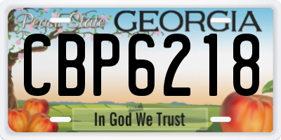 GA license plate CBP6218