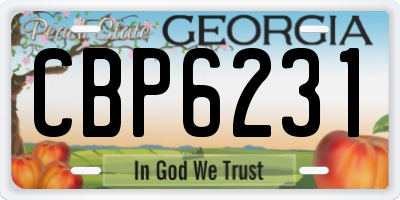 GA license plate CBP6231
