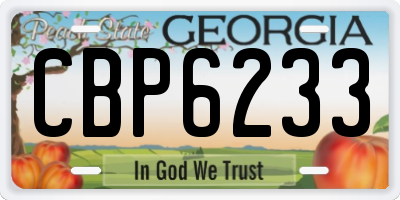 GA license plate CBP6233