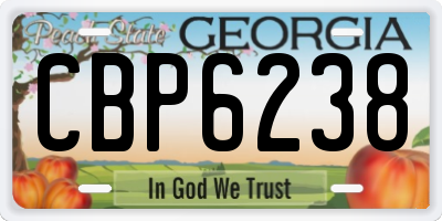 GA license plate CBP6238
