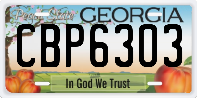 GA license plate CBP6303