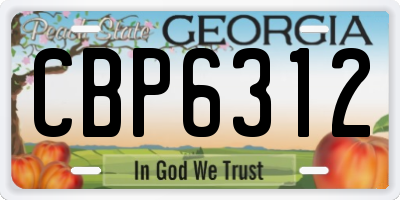 GA license plate CBP6312