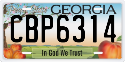 GA license plate CBP6314