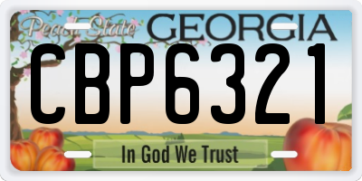 GA license plate CBP6321