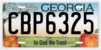 GA license plate CBP6325
