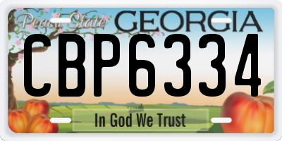 GA license plate CBP6334
