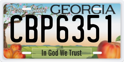 GA license plate CBP6351