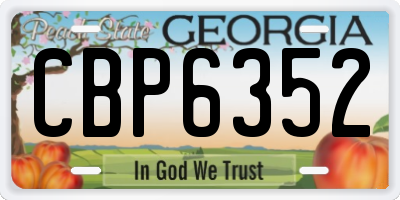 GA license plate CBP6352