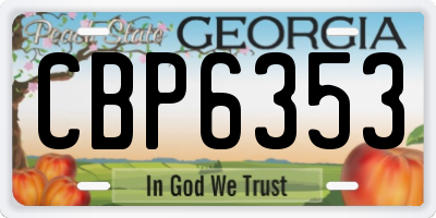 GA license plate CBP6353