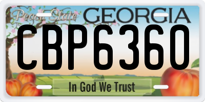 GA license plate CBP6360