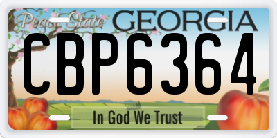 GA license plate CBP6364