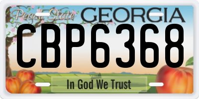 GA license plate CBP6368