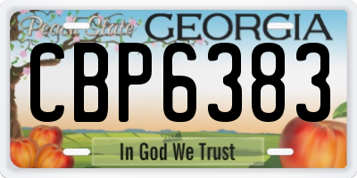 GA license plate CBP6383