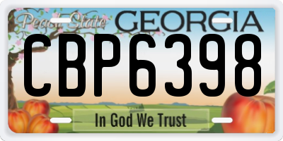 GA license plate CBP6398