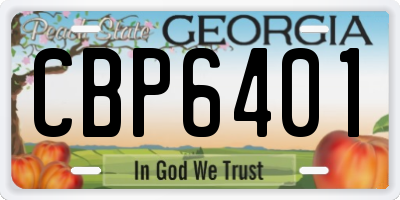 GA license plate CBP6401