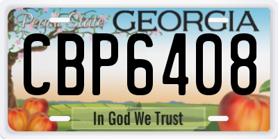 GA license plate CBP6408