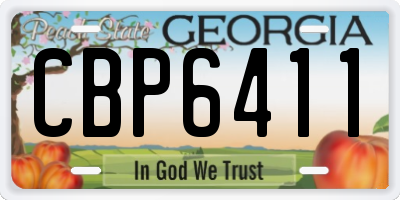 GA license plate CBP6411