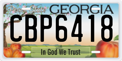 GA license plate CBP6418