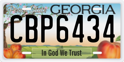 GA license plate CBP6434
