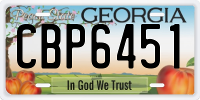 GA license plate CBP6451