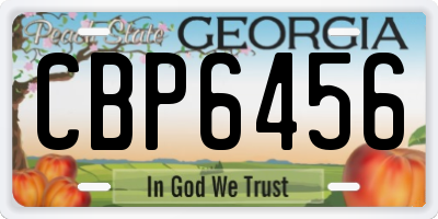 GA license plate CBP6456