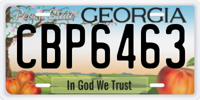 GA license plate CBP6463