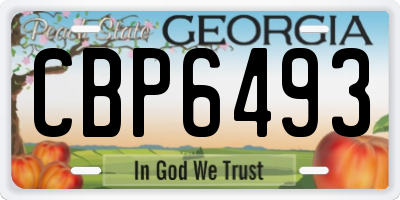 GA license plate CBP6493
