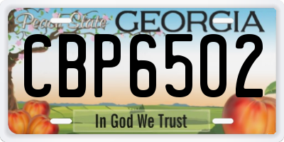 GA license plate CBP6502