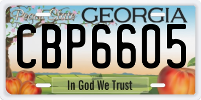 GA license plate CBP6605