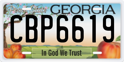 GA license plate CBP6619
