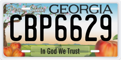 GA license plate CBP6629
