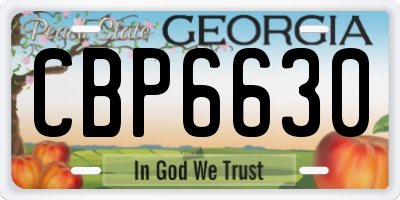 GA license plate CBP6630