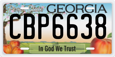 GA license plate CBP6638