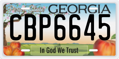 GA license plate CBP6645